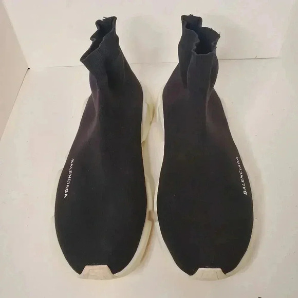 Balenciaga Black Knit Fabric Speed Trainer Slip On Sneakers - Picture 3 of 10